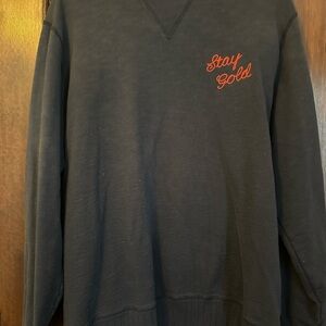 Lucky Brand Black V-Neck Sweater with Red Embroidery